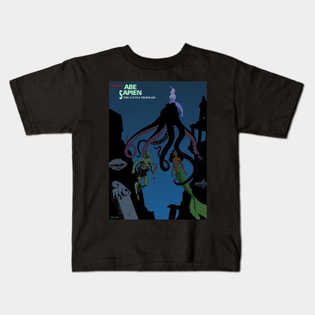 Hellboy's Abe Sapien meets Ariel, The Little Mermaid Kids T-Shirt by thecountingtree